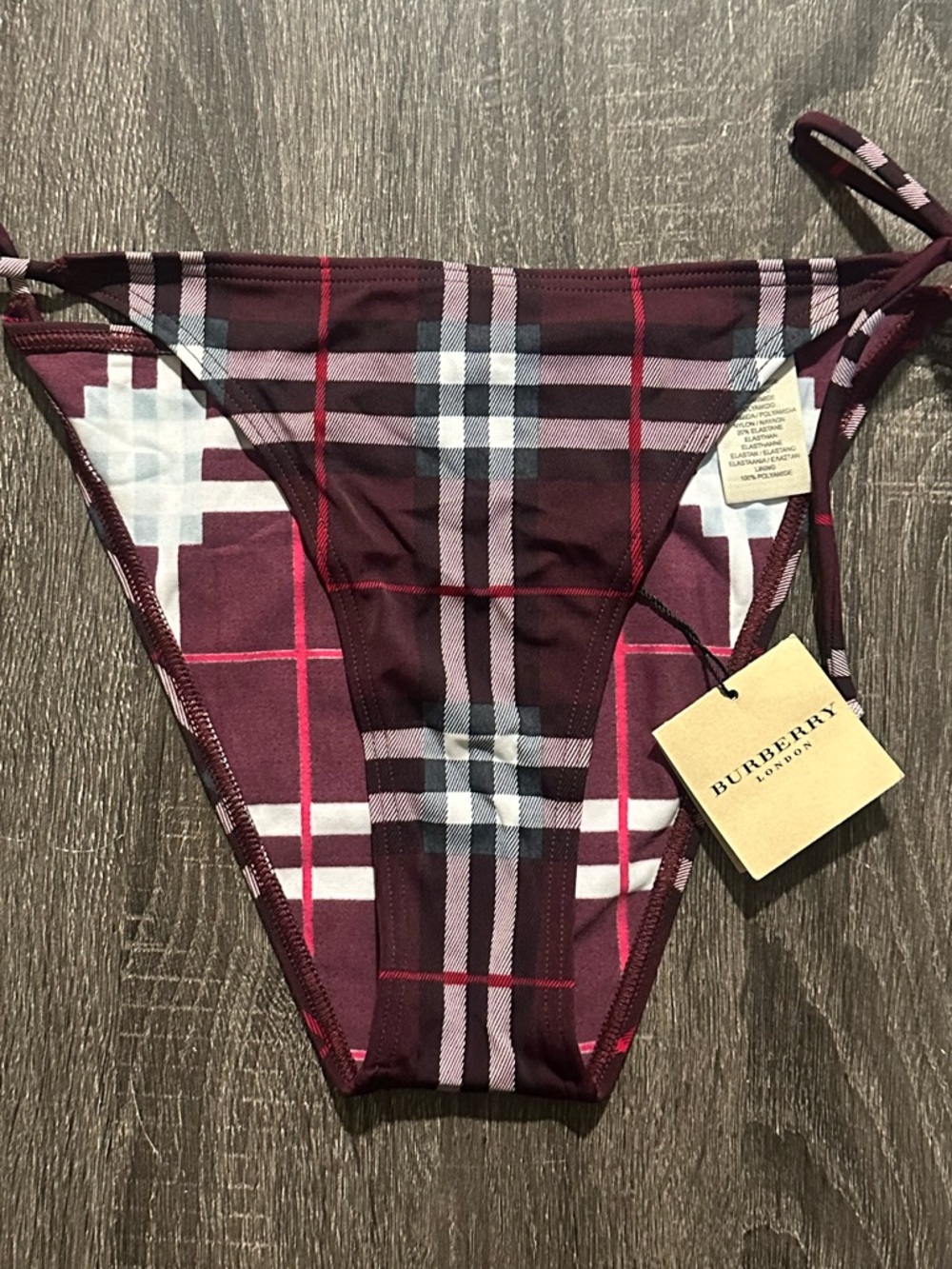 Burberry check burgundy bikini bottom m - Picture 2 of 8